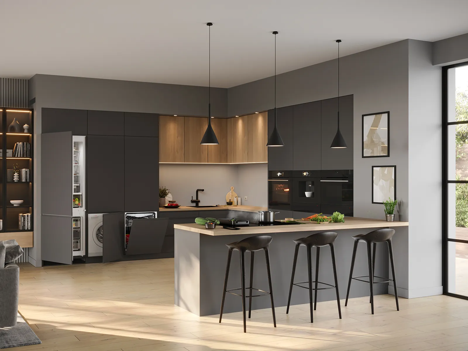 Bosch AccentLine Einbaugeräte in L-Küche